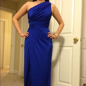Long formal dress: Royal blue, one shoulder dress